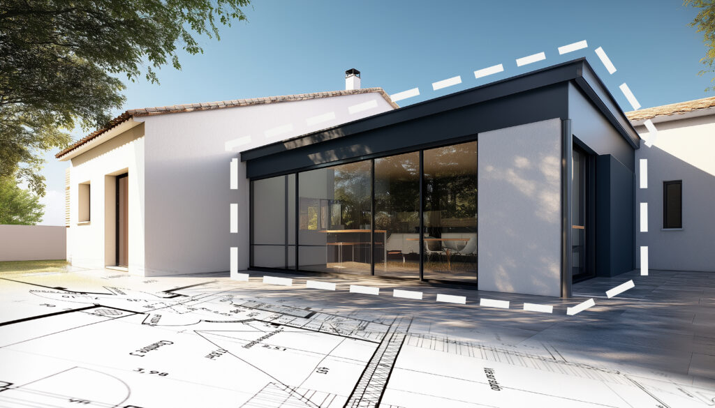 Photo d'une projection d'extension de maison avec un plan