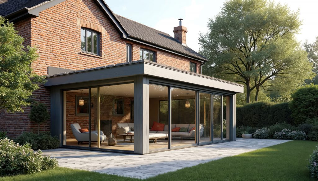 Photo d'extérieur d'une extension de maison située en Normandie