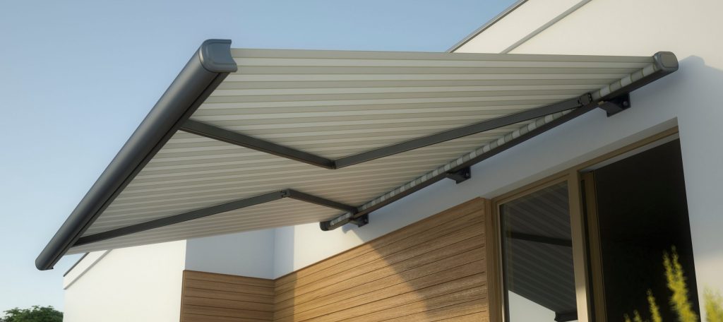 Awning and house terrace, 3D illustration